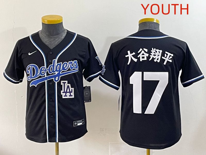 Youth 2025 Los Angeles Dodgers #17 Ohtani Black Three generations Fashion Nike MLB Jersey style 24->youth mlb jersey->Youth Jersey